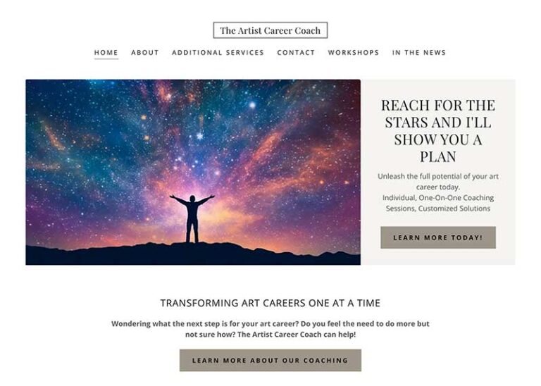 The Artist Career Coach website screenshot